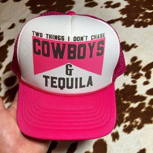two things don_t chase  pink trucker hat